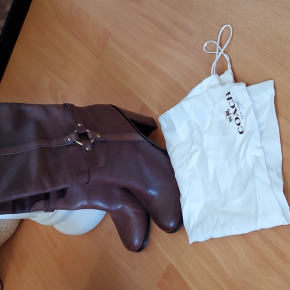 Coach Brown Leather Ellie Vachetta Riding Boots - Picture 10 of 10